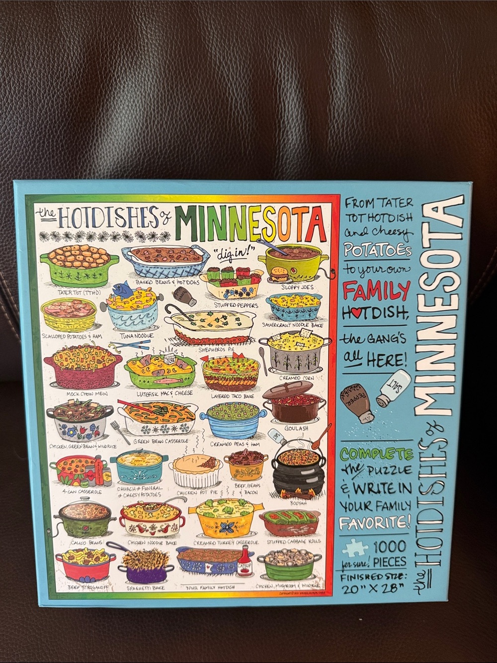 The Hotdishes of Minnesota" 1000-piece jigsaw puzzle. Excellent condition